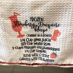 Bar Waffle Towel Embellished with Red Bling Frozen Strawberry Daiquiri Recipe